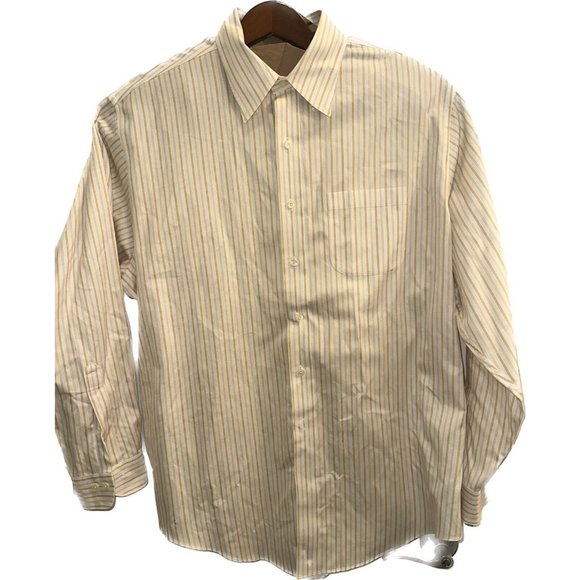 Brooks Brothers Men's Long Sleeve Button Down Shirt‎ Yellow Pinstripe - Size XL - Picture 1 of 6